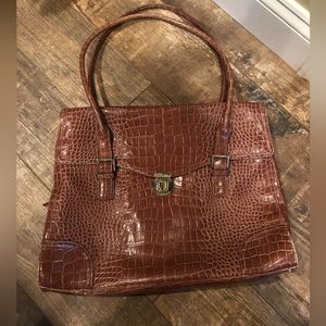Vintage Liz Claiborne Brown Leather Briefcase; great Vintage Condition